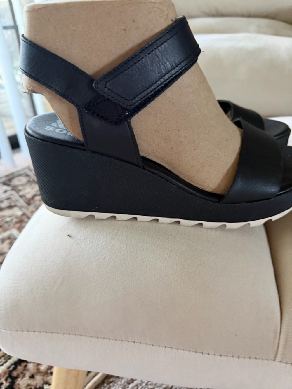Women's Sorel Black Wedge Sandals - Comfortable Platform